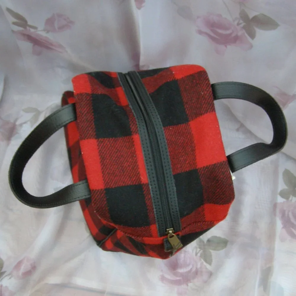 NEW Bonfanti Buffalo Plaid Wool Leather Boot Storage/Transport Bag
